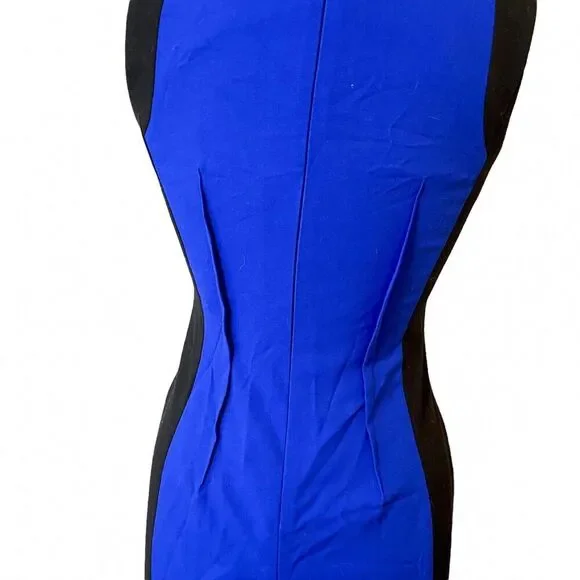 Calvin Klein Dress Size 4 Women's Royal Blue Sleeveless Back Zip Midi Sheath - Picture 6 of 9